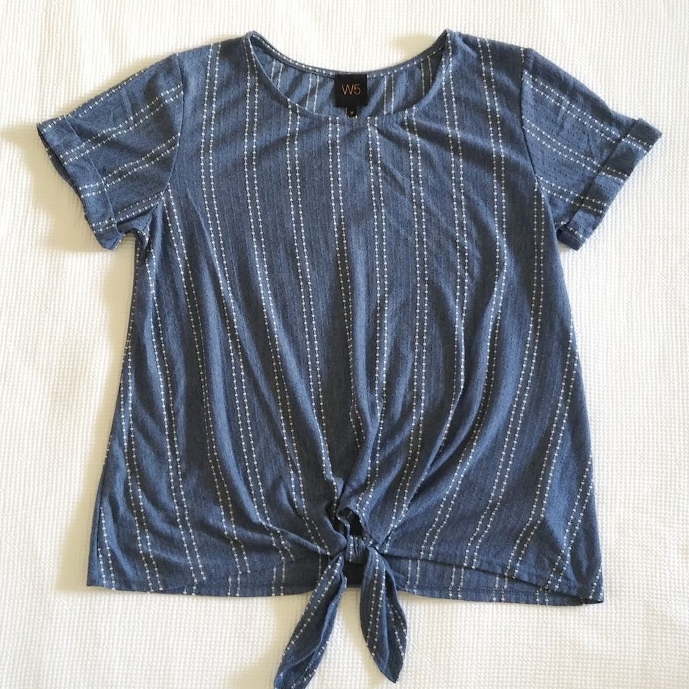 W5🖐️ by Anthropologie Striped Tie Bottom Top